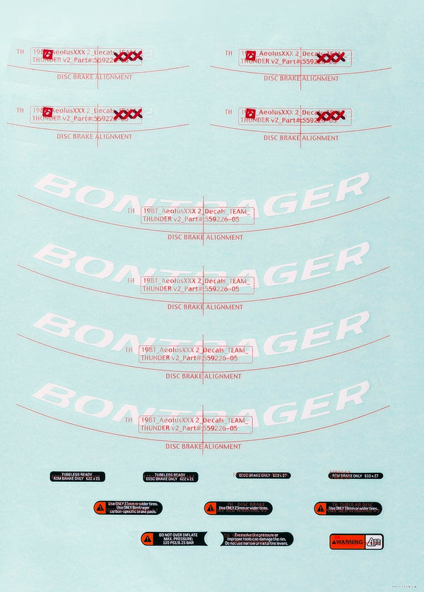 Bontrager Wheelsystem Replacement Aeolus XXX 2 Decals